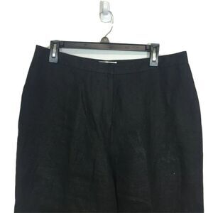 Talbots Trouser 14 Black Twill 100% Linen Lined Hi Waist‎ Cuff Casual Career